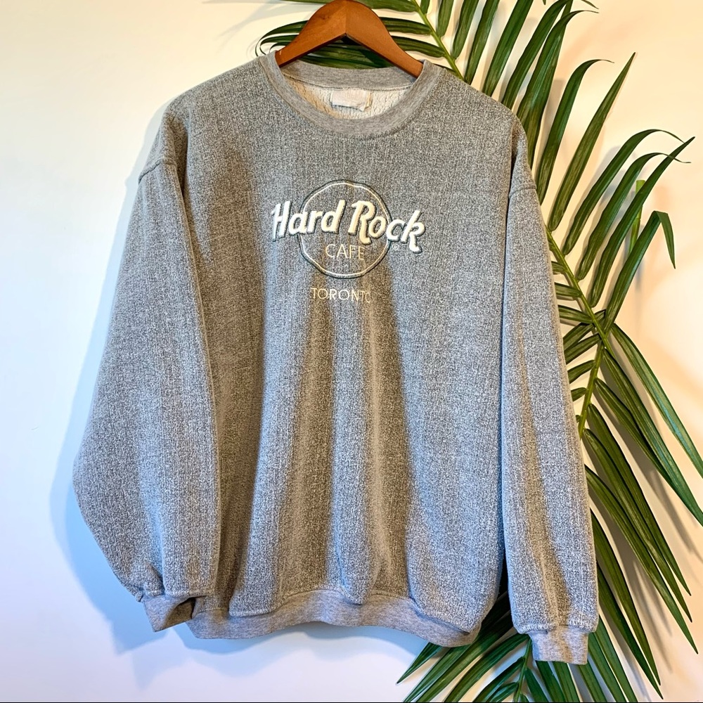 Hard Rock Cafe Thick Light Grey Crewneck